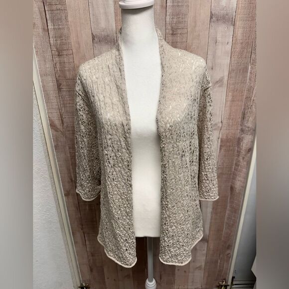 Eileen Fisher wool lace lightweight cardigan - Picture 7 of 13